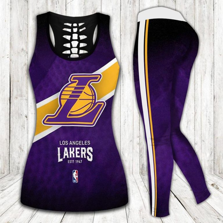 Los Angeles Lakers Aop Hollow Tank Top and Leggings