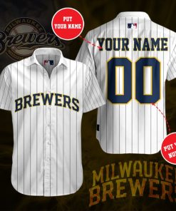 Milwaukee Brewers Short Sleeve Button Up Shirt
