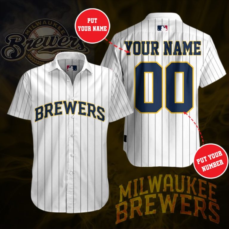 Milwaukee Brewers Short Sleeve Button Up Shirt
