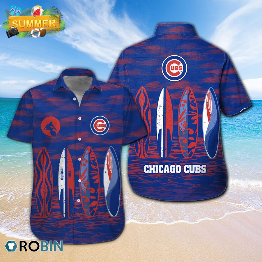 Mlb Chicago Cubs Surfboard Summer Beach Hawaiian Shirts - RobinPlaceFabrics