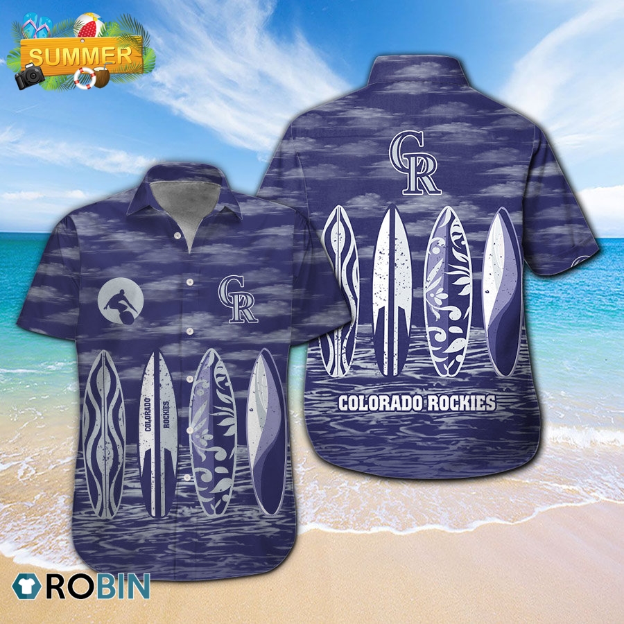 Mlb Colorado Rockies Surfboard Summer Beach Hawaiian Shirts ...