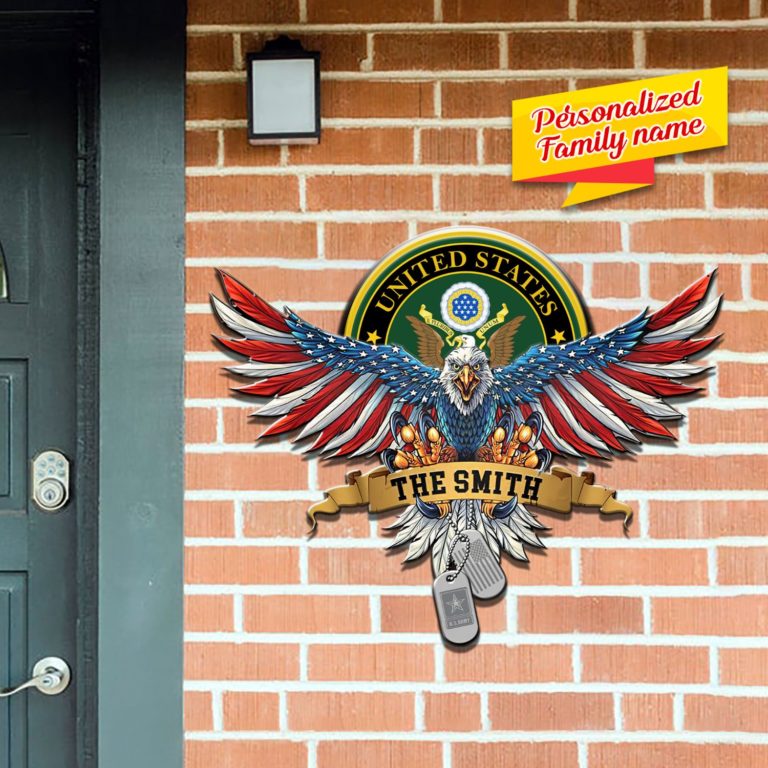 Personalized Bal Eagle US Army Cut Metal Sign