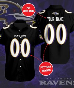 Personalized Baltimore Ravens Team Casual Button Up Shirt