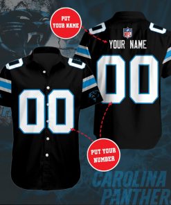 Personalized Carolina Panthers Team Short Sleeve Button Up Shirt