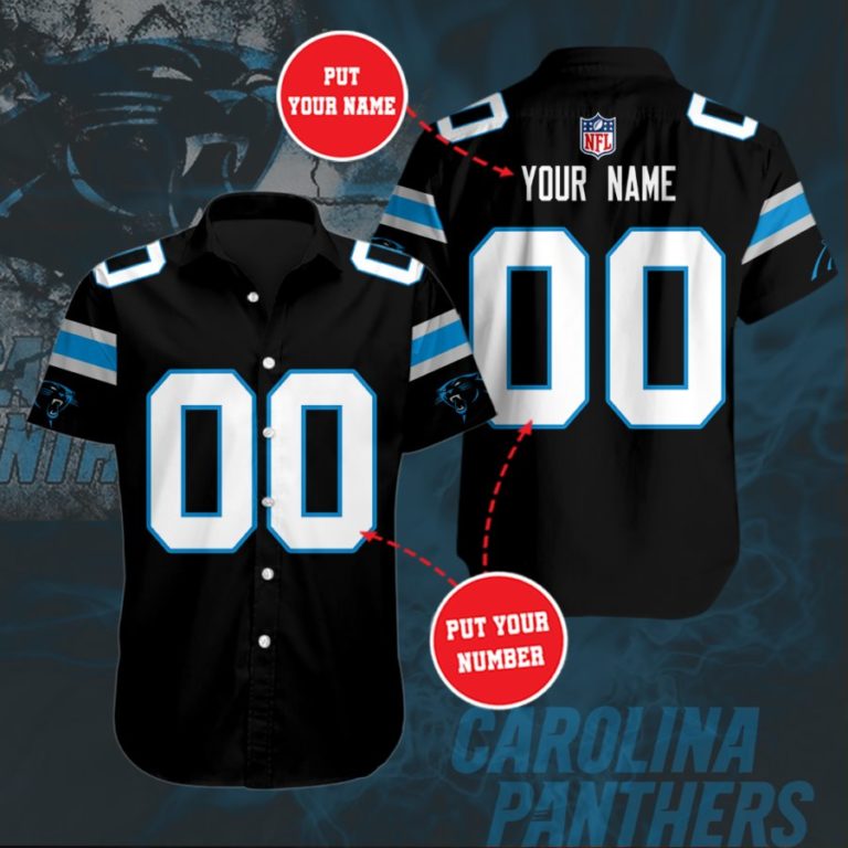 Personalized Carolina Panthers Team Short Sleeve Button Up Shirt