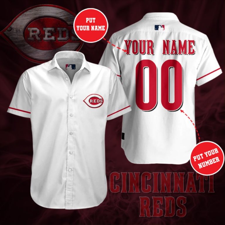 Personalized Cincinnati Reds Short Sleeve Button Up Shirt