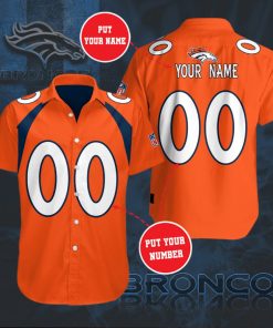 Personalized Denver Broncos Short Sleeve Button Up Shirt