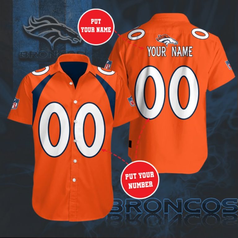 Personalized Denver Broncos Short Sleeve Button Up Shirt