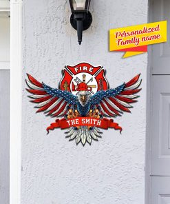 Personalized Firefighter and Bald Eagle Metal Sign Personalized Firefighter and Bald Eagle Metal Sign