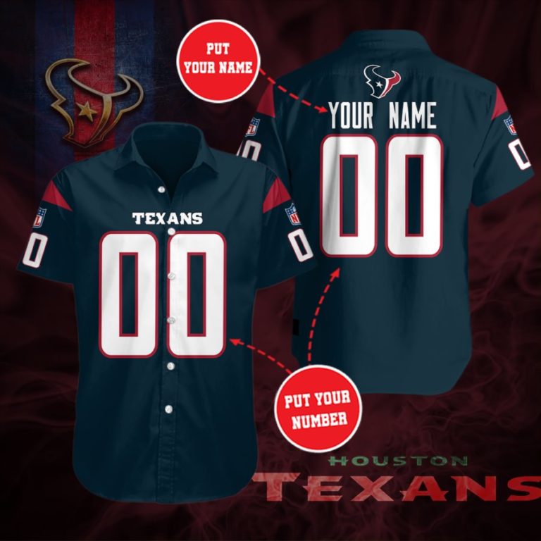 Personalized Houston Texans Short Sleeve Button Up Shirt