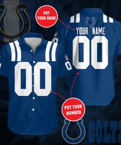 Personalized Indianapolis Colts Team Short Sleeve Button Up Shirt