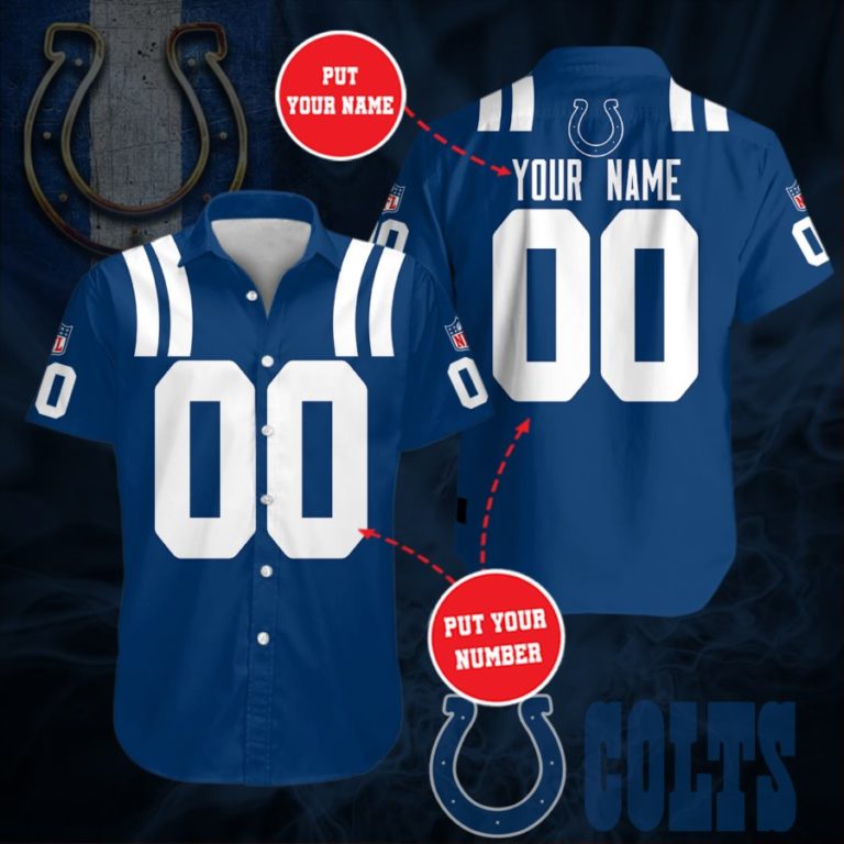 Personalized Indianapolis Colts Team Short Sleeve Button Up Shirt