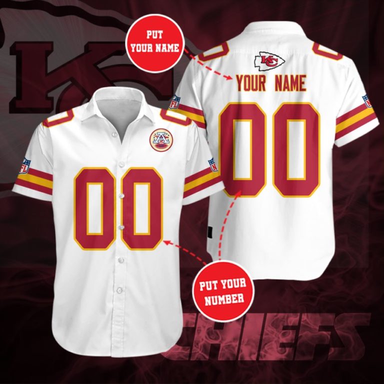 Personalized Kansas City Chiefs Team Short Sleeve Button Up Shirt