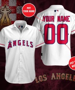 MLB Personalized Los Angeles Angels Casual Button Up Shirt
