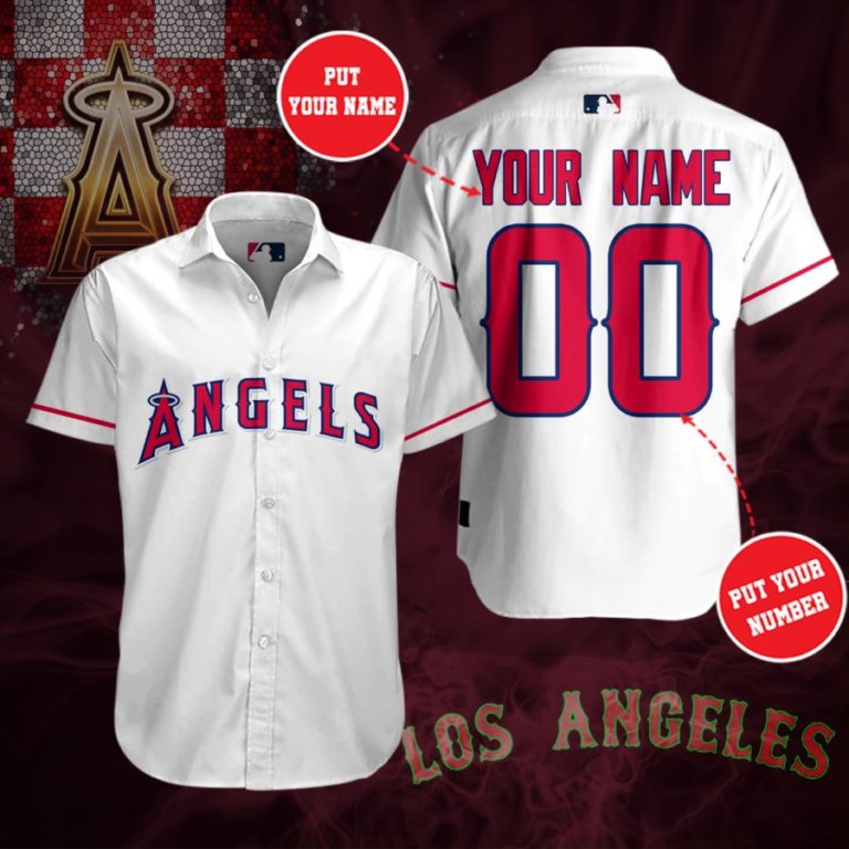 MLB Personalized Los Angeles Angels Casual Button Up Shirt