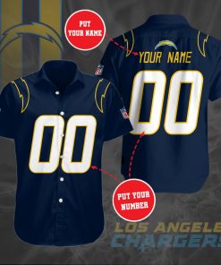 Personalized Los Angeles Chargers Team Short Sleeve Button Up Shirt