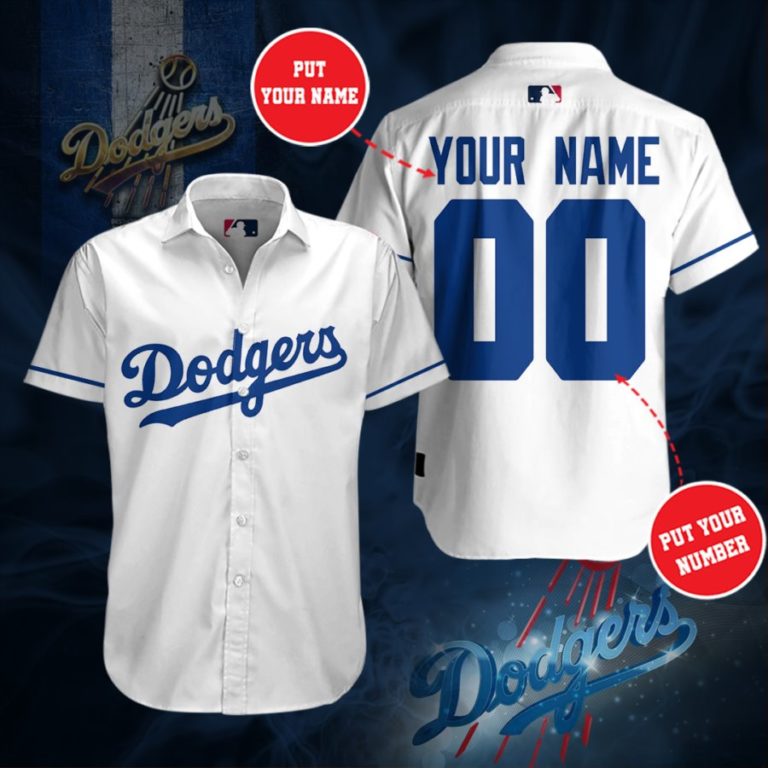 Personalized Los Angeles Dodgers Short Sleeve Button Up Shirt