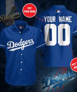 Personalized Los Angeles Dodgers Team Short Sleeve Button Up Shirt