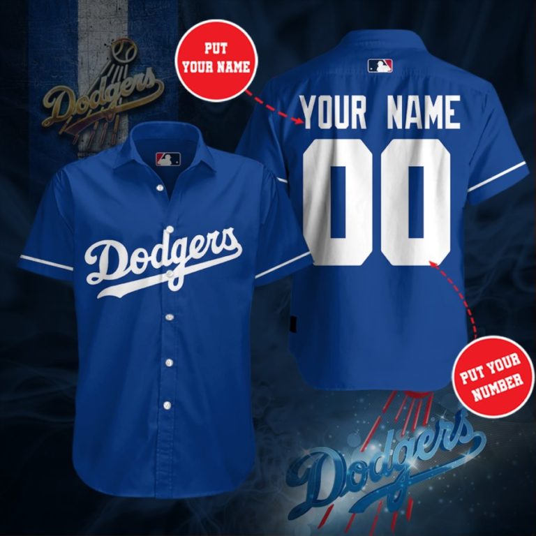 Personalized Los Angeles Dodgers Team Short Sleeve Button Up Shirt