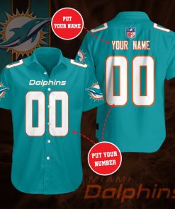 NFL Personalized Miami Dolphins Casual Button Up Shirt