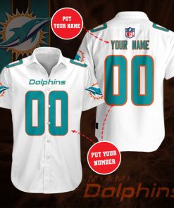 Personalized Miami Dolphins Team Short Sleeve Button Up Shirt