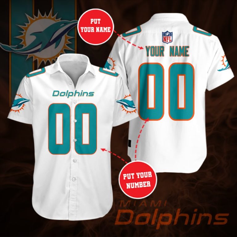 Personalized Miami Dolphins Team Short Sleeve Button Up Shirt