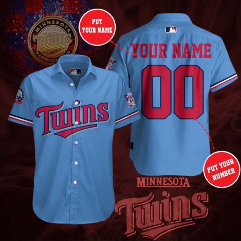 Personalized Minnesota Twins Team Short Sleeve Button Up Shirt