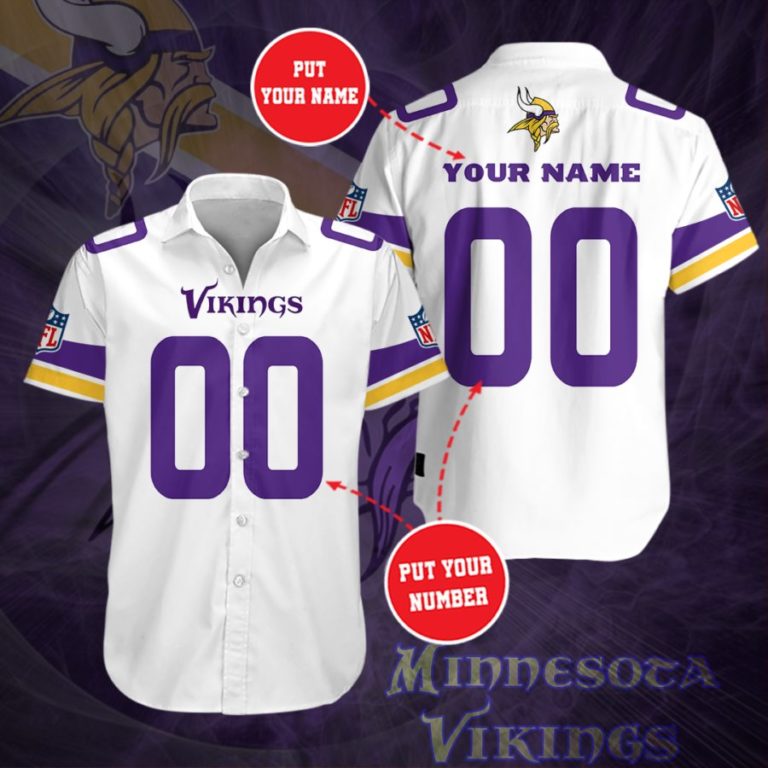 Personalized Minnesota Vikings Short Sleeve Button Up Shirt