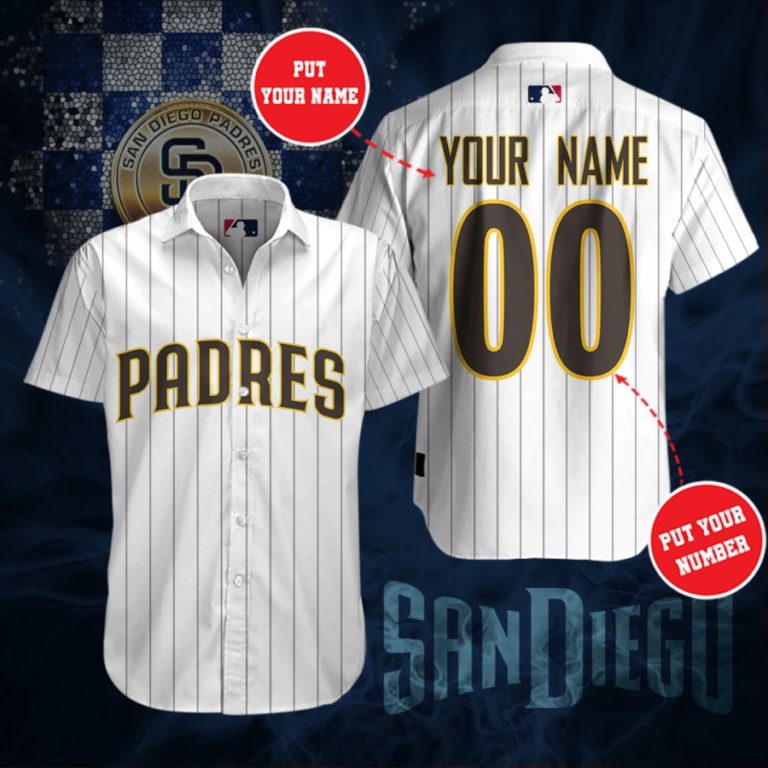 Personalized San Diego Padres Short Sleeve Button Up Shirt