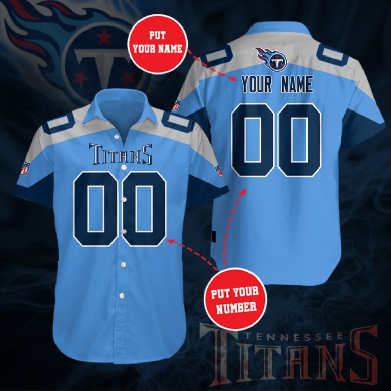 Personalized Tennessee Titans Short Sleeve Button Up Shirt