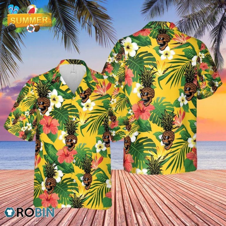 Skull Gift Pineapple Tropical Hawaii Shirt