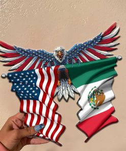 Bald Eagle US and Mexico Flag Cut Metal Sign Bald Eagle US and Mexico Flag Cut Metal Sign