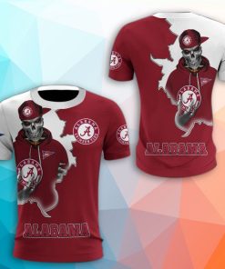 Alabama Crimson Tide Skull 3D Print T-Shirt Alabama Crimson Tide Skull 3D Print T-Shirt