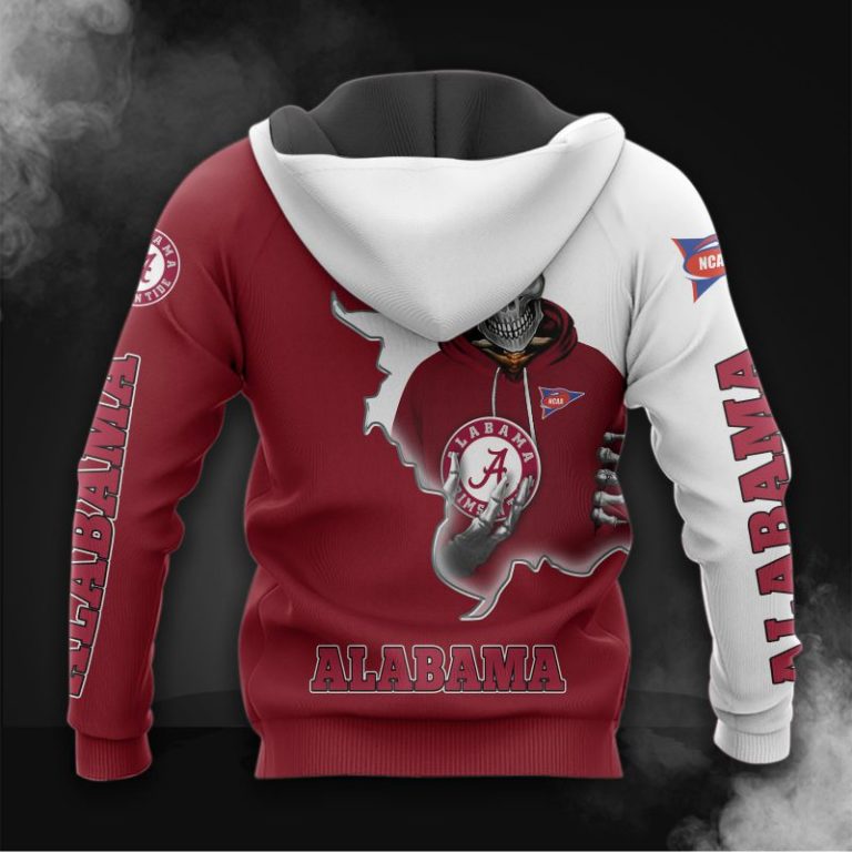 Alabama Crimson Tide Skull 3d All Over Print Hoodie And Zip-Up