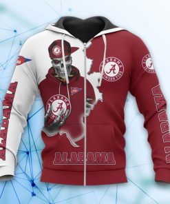 Alabama Crimson Tide Skull 3d All Over Print Hoodie And Zip-Up Alabama Crimson Tide Skull 3d All Over Print Hoodie And Zip-Up