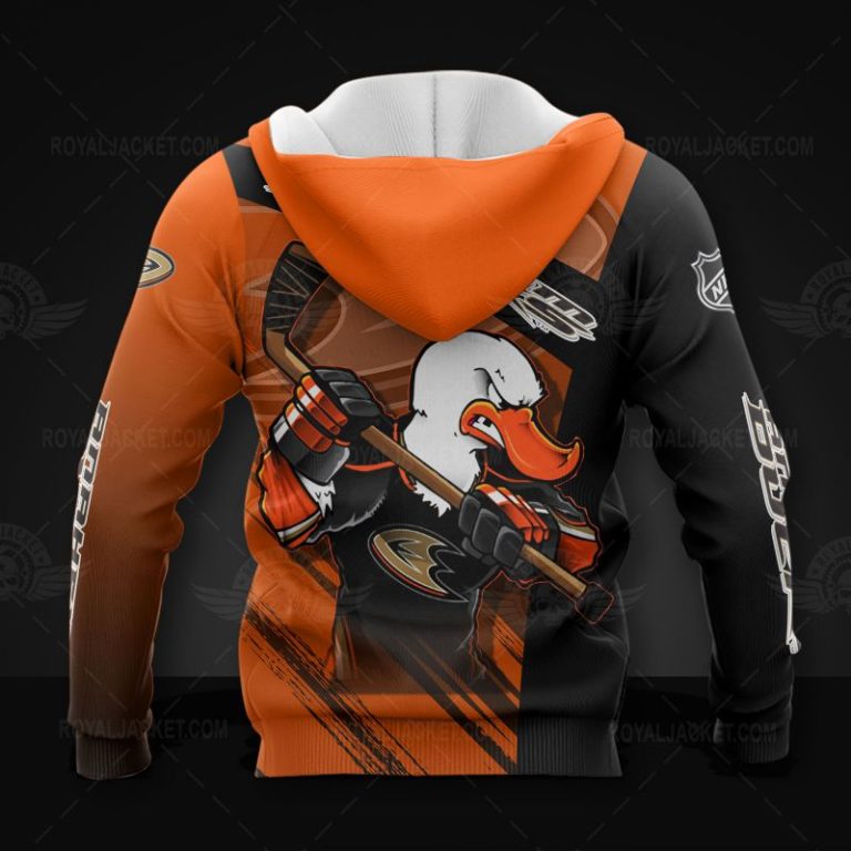 Anaheim Ducks Hockey Mascot 3D All Over Print Hoodie and Zip-up