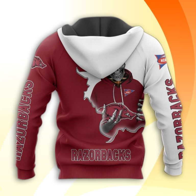Arkansas Razorbacks Skull 3d All Over Print Hoodie And Zip-Up