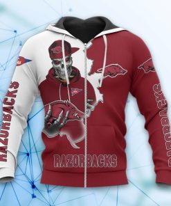 Arkansas Razorbacks Skull 3d All Over Print Hoodie And Zip-Up Arkansas Razorbacks Skull 3d All Over Print Hoodie And Zip-Up