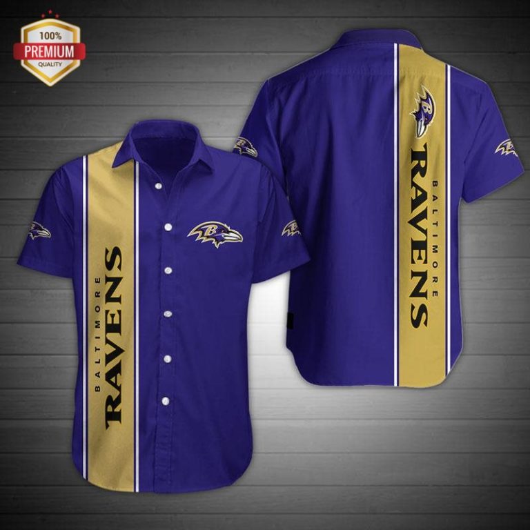 Baltimore Ravens Short Sleeve Button Up Shirt