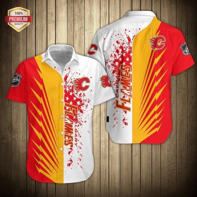 Calgary Flames Short Sleeve Button Up Shirt
