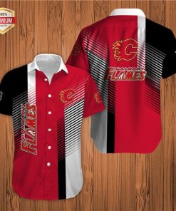 Calgary Flames Team AOP Short Sleeve Button Shirt Calgary Flames Team AOP Short Sleeve Button Shirt