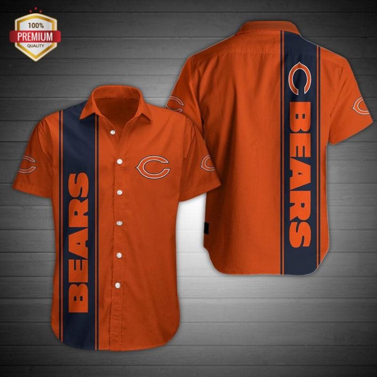 Chicago Bears Football AOP Button Up T Shirt