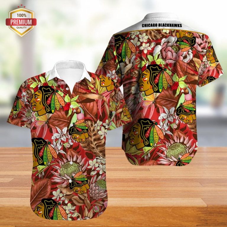 Chicago Blackhawks Aloha Shirt, Hawaiian Beach Shirt Short Sleeve