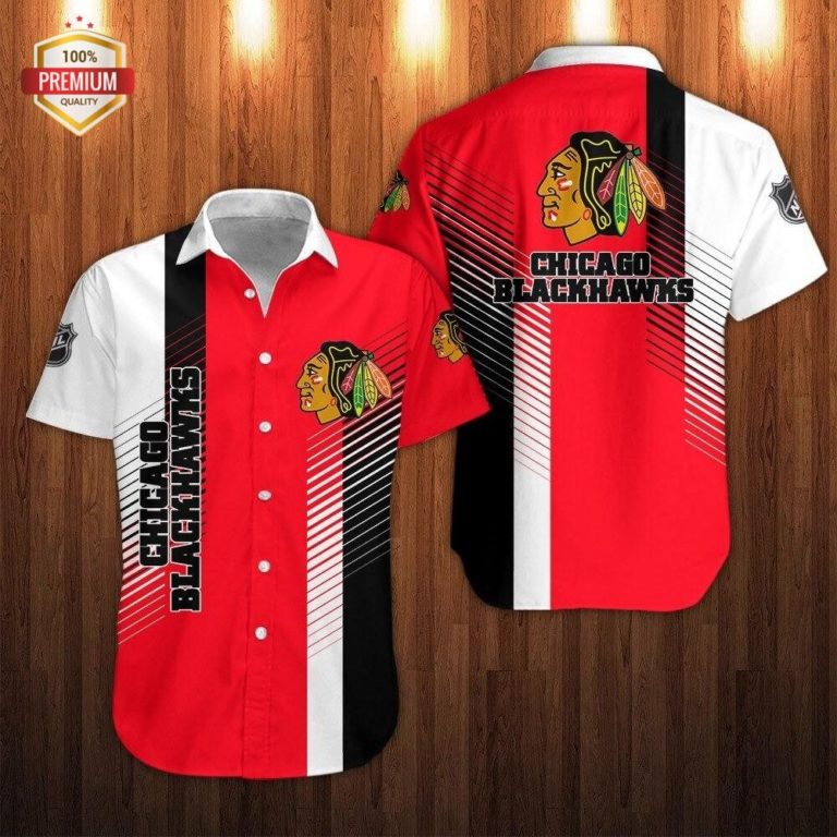 Chicago Blackhawks AOP Button Up T Shirt
