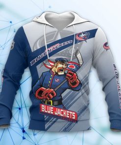 Columbus Blue Jackets Hockey Mascot 3D All Over Print Hoodie and Zip-up