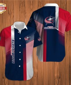 Columbus Blue Jackets Team AOP Short Sleeve Button Shirt Columbus Blue Jackets Team AOP Short Sleeve Button Shirt