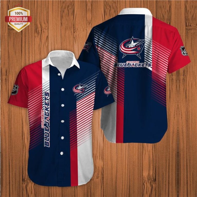 Columbus Blue Jackets Team AOP Short Sleeve Button Shirt