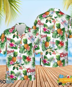 Coors Light Beer Tropical White Hawaiian Shirt
