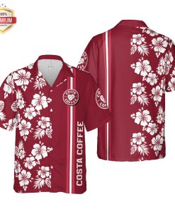 Costa Coffee Hawaii Floral, Hawaiian Beach Shirt Short Sleeve