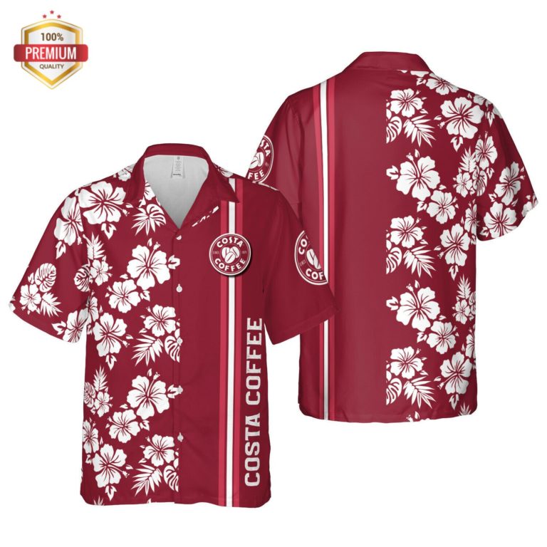 Costa Coffee Hawaii Floral, Hawaiian Beach Shirt Short Sleeve
